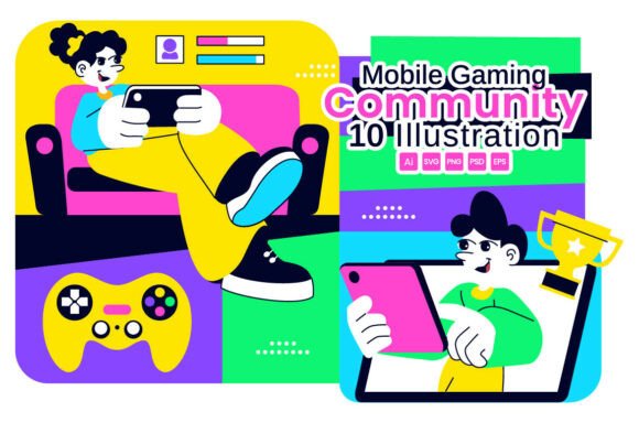 10 Mobile Gaming Community Illustration: A Versatile Resource for Digital Design and Esports Branding