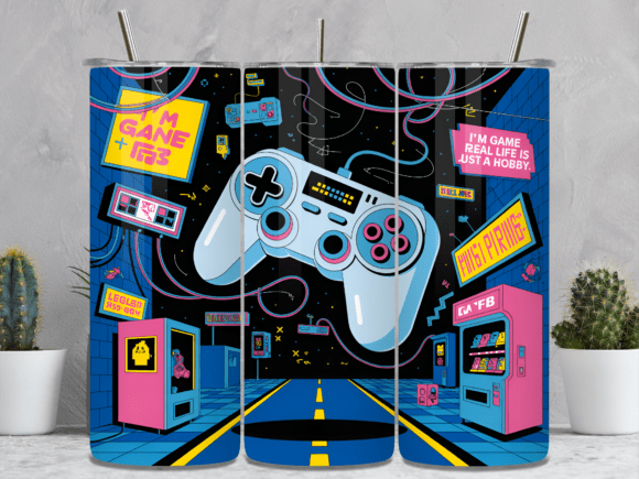 80s Arcade Gaming Retro Tumbler Wrap: A Nostalgic Design for Modern Sublimation