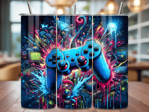 Abstract Gaming Console Splash Tumbler