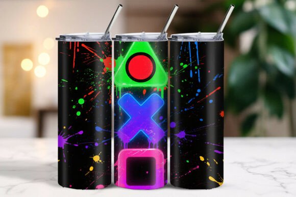 Abstract Gaming Controller Buttons Tumbler as a Design Asset for Custom Products