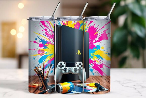 Colorful Gaming Console Lights Tumbler: Where Digital Art Meets Everyday Style