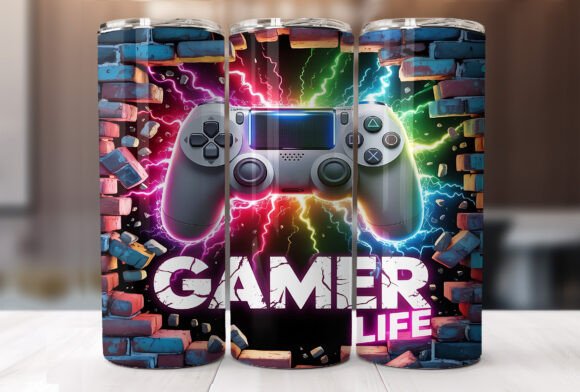 Colourful Gaming Controller Tumbler Wrap Design