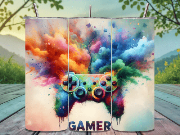 Controller Bursting Paint Gaming Tumbler