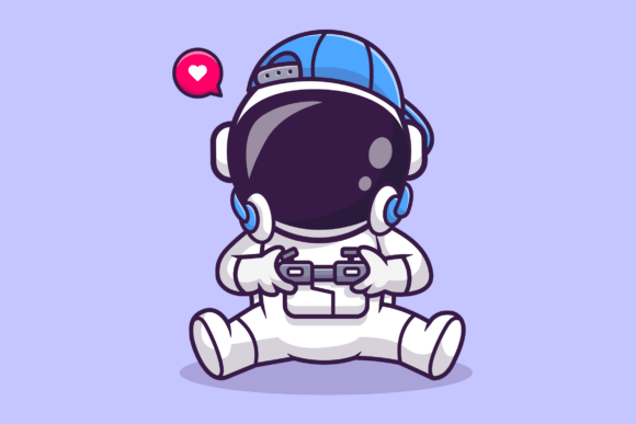 Cute Astronaut Gaming Cartoon: Integrating a Premium Vector Icon into Your Creative Workflow
