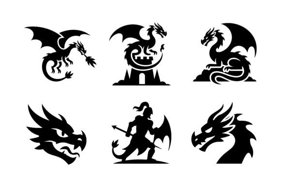 Fantasy Dragon Warrior Icon Set for Designers