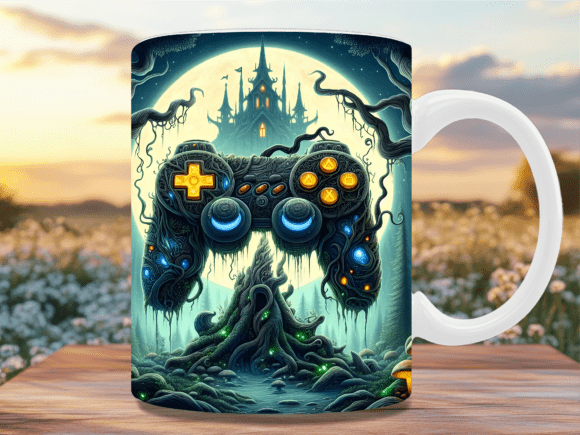 Fantasy Gaming Controller Castle Mug Wra: A Sublimation Design That Merges Worlds