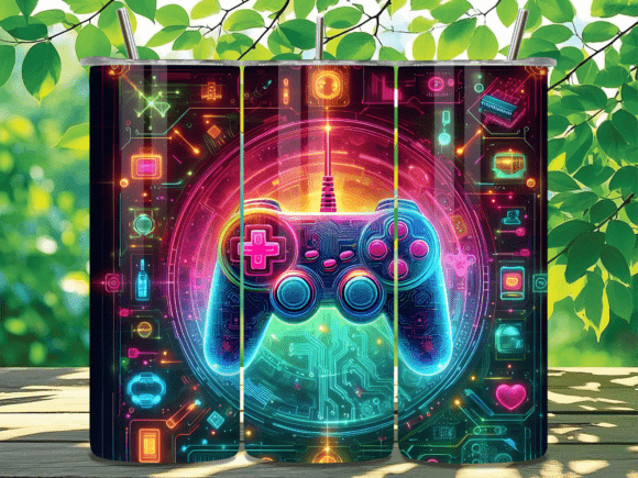 Futuristic Gaming Controller Tumbler PNG: Elevate Your Tumbler Projects