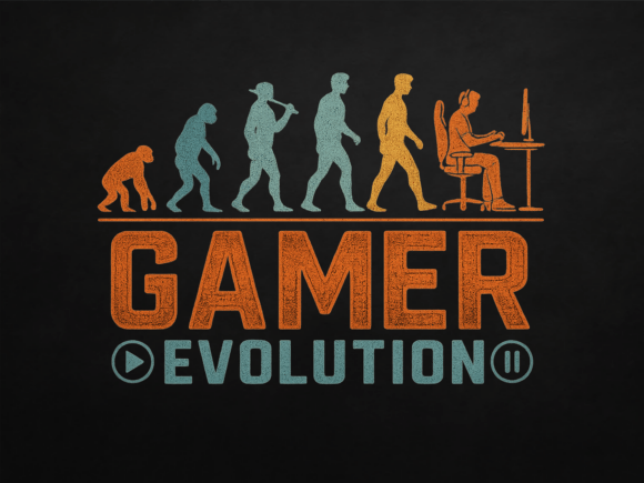 Gamer Evolution PNG Funny Gaming Design
