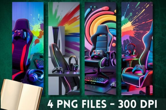 Gaming Chair Setup Neon RGB Bookmark: A Creative Tool for Digital and Print Projects