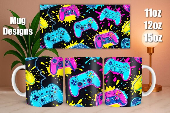 Gaming Controller Pattern Mug Design