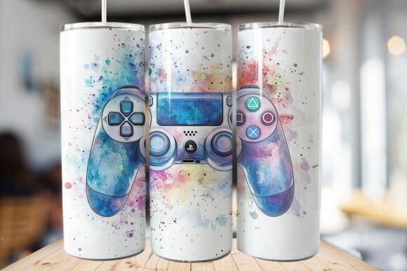 Gaming Controller Tumbler Wrap – PNG File: Level Up Your Custom Drinkware Designs