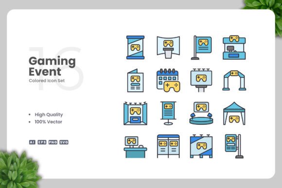 Gaming Event Colored Icons: Elevate Your Visuals with Vector Design