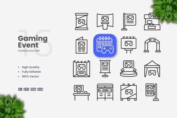 Gaming Event Icons for Clean, Modern Design Projects