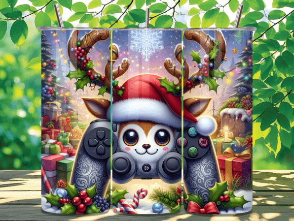 Gaming Reindeer Christmas Tumbler Wrap