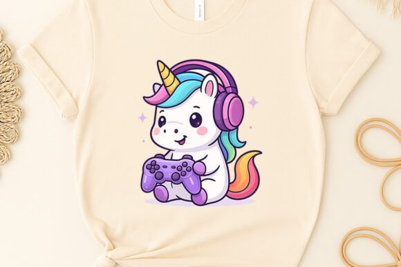 Gaming Unicorn with Controller Clipart: A Versatile Design Asset for Creators and Businesses