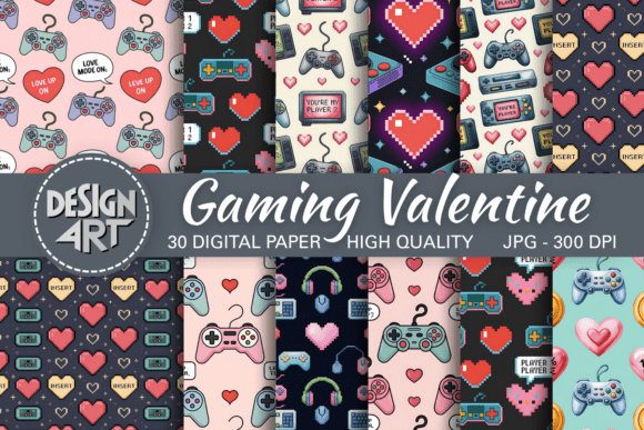 Gaming Valentine Digital Paper