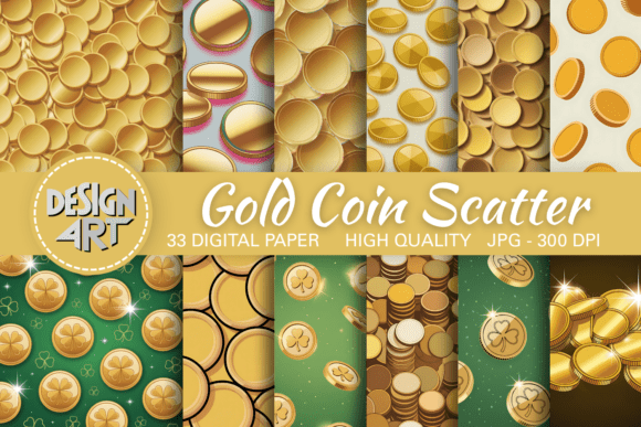 Gold Coin Scatter Seamless Pattern: Elevating Design with Treasure-Inspired Charm