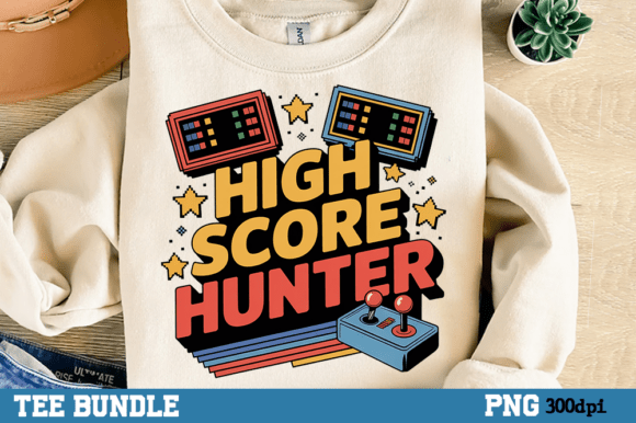 High Score Hunter: Retro Gaming Shirt PNG
