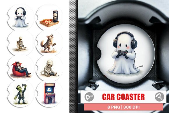 Monster Gaming Night Car Coaster: Elevating Automotive Style with Sublimation Craftsmanship