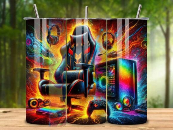 Neon Gaming Gear 20oz Tumbler Wrap V.6 – A Versatile Design for Creators