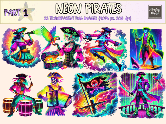 Neon Pirates Clipart: A Creative Tool for High-Impact Visual Projects