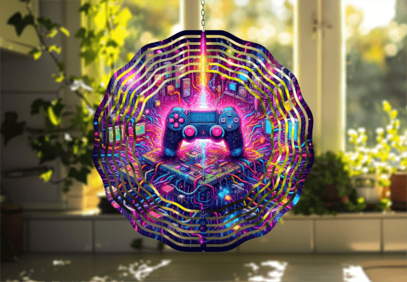 Neon Tech Gaming Controller Wind Spinner: A Fresh Take on Outdoor Decor