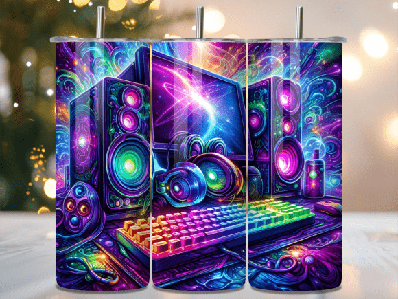 PC Gaming Setup Neon RGB Tumbler Wrap Guide