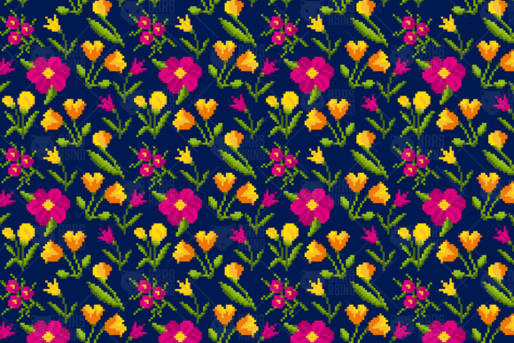Pixel Flora Seamless Pattern: Bringing Retro Garden Charm to Modern Design