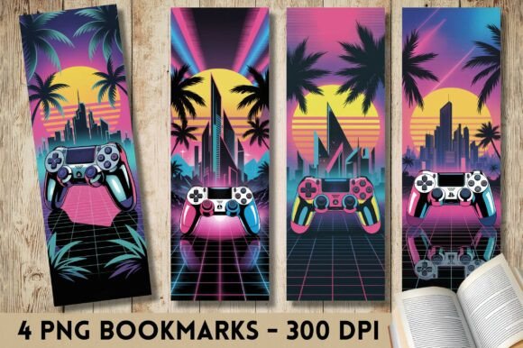 Retro Sunset Gaming City Bookmarks