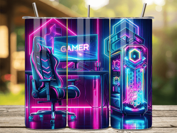 Rgb Gaming Room 20 Oz Tumbler Wrap