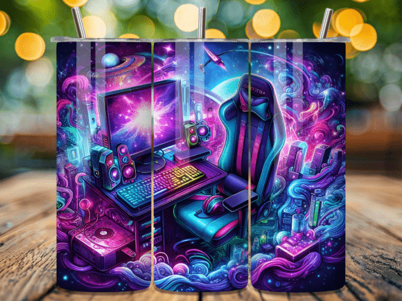 Sci-Fi Vaporwave Gaming Desk Tumbler: A Practical Guide to Digital Tumbler Wrap Design