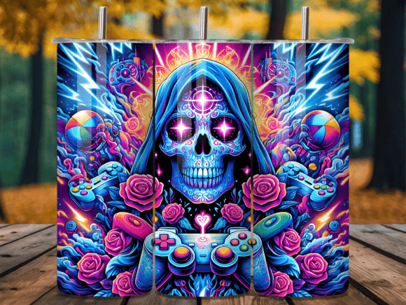 Sugar Skull Roses Gaming Tumbler Wrap