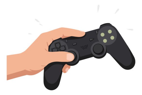 The Hand Gripping a Black Gaming Controller