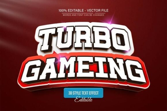 Turbo Gaming Sport 3D Text Effect for Bold Designs