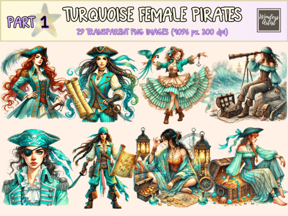 Turquoise Female Pirates Clipart: A Practical Evaluation for Your Creative Projects